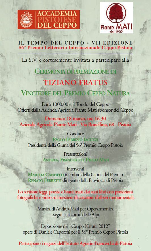 Premio speciale Natura, Il Tempo del Ceppo, Pistoia - 18 marzo 2012