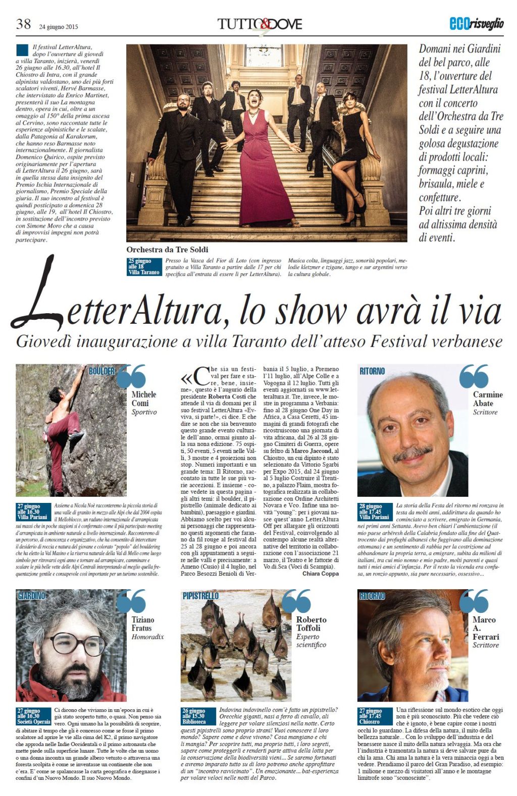 °Eco Risveglio° presenta gli ospiti dell’imminente LetterAltura