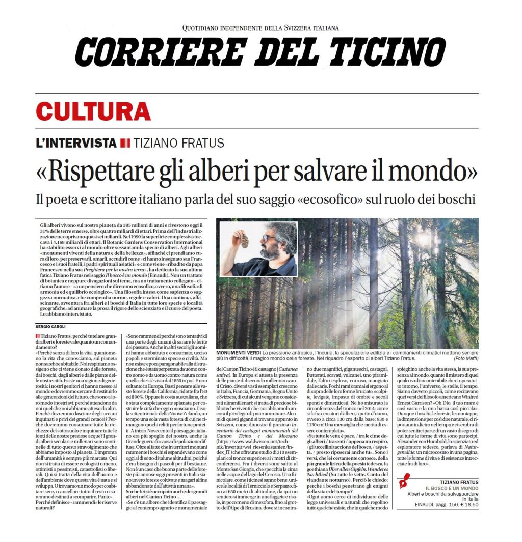 Intervista sul Corriere del&nbsp;Ticino